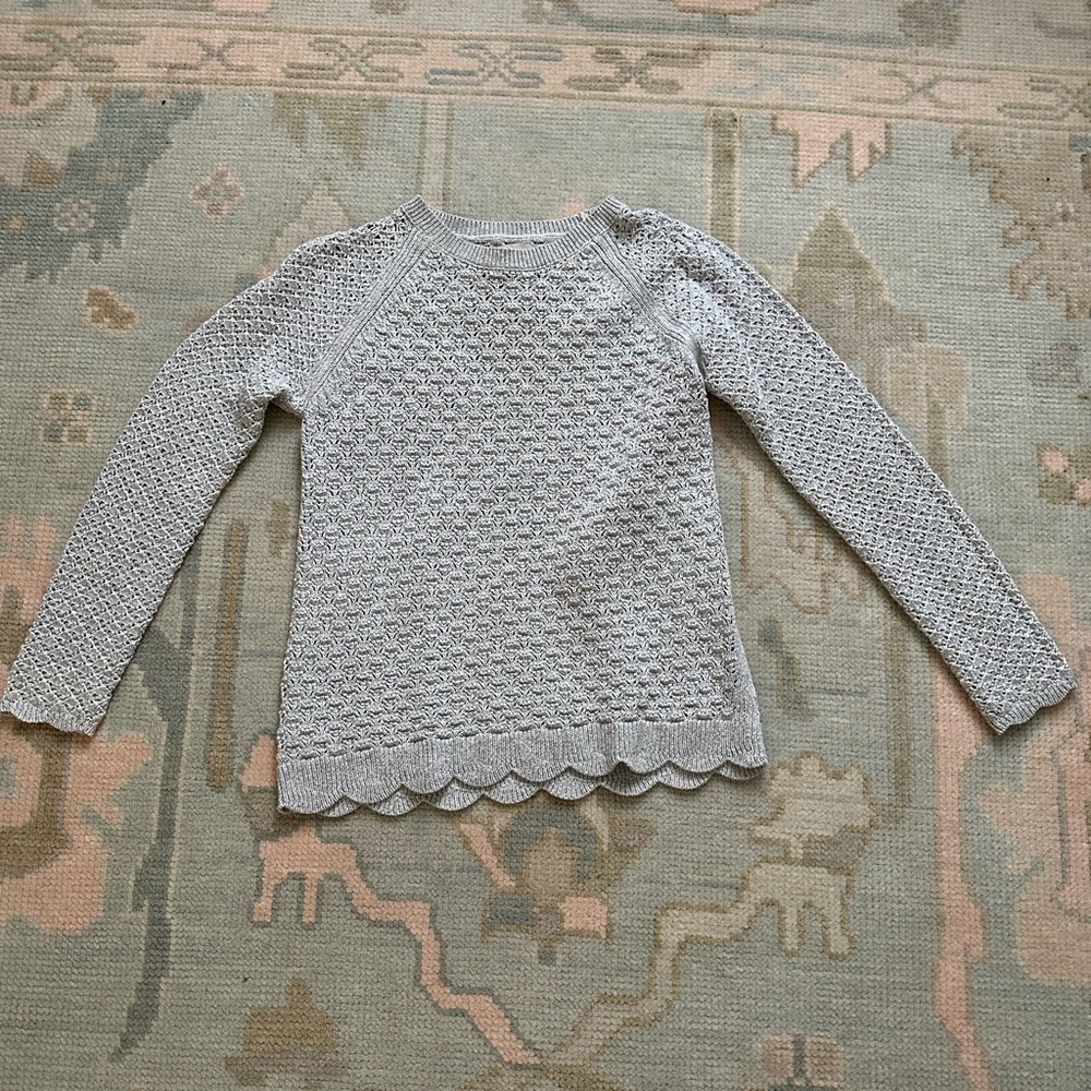 Ann Taylor loft scalloped edge sweater gray size medium